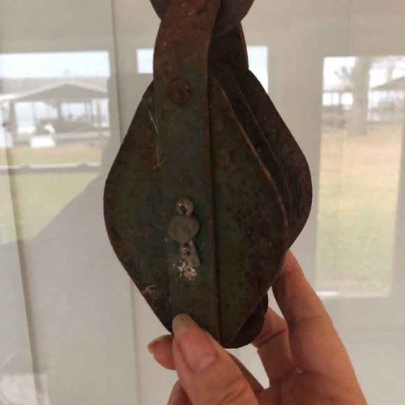 Vintage Two Sheaves Block and Tackle Industrial Farm Steampunk - Picture 4 of 6